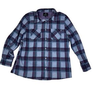 Favorite Plaid Top Women’s‎ Flannel Shirt Blue Pink Black Size Large Button Down